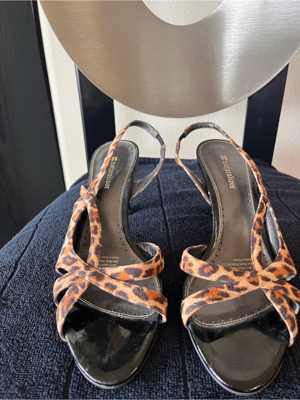 Naturalizer Leopard-Print Slingback Heels in Black and Brown